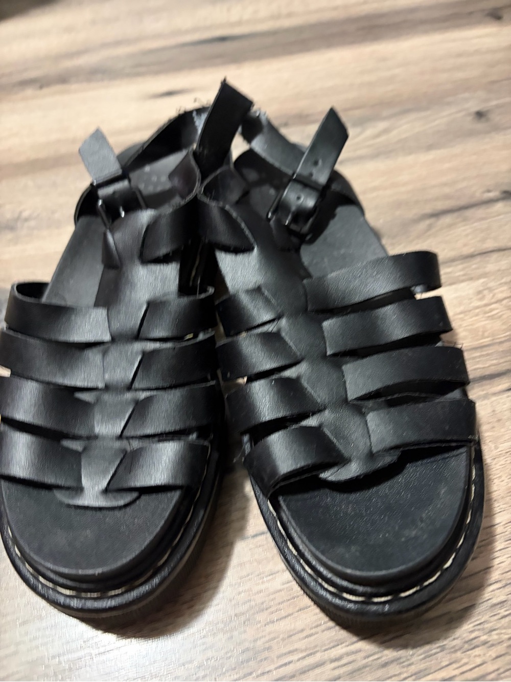 a new day Black Woven Dr. Marten Strappy Women's Sandal dupe - size 8 - Picture 1 of 6